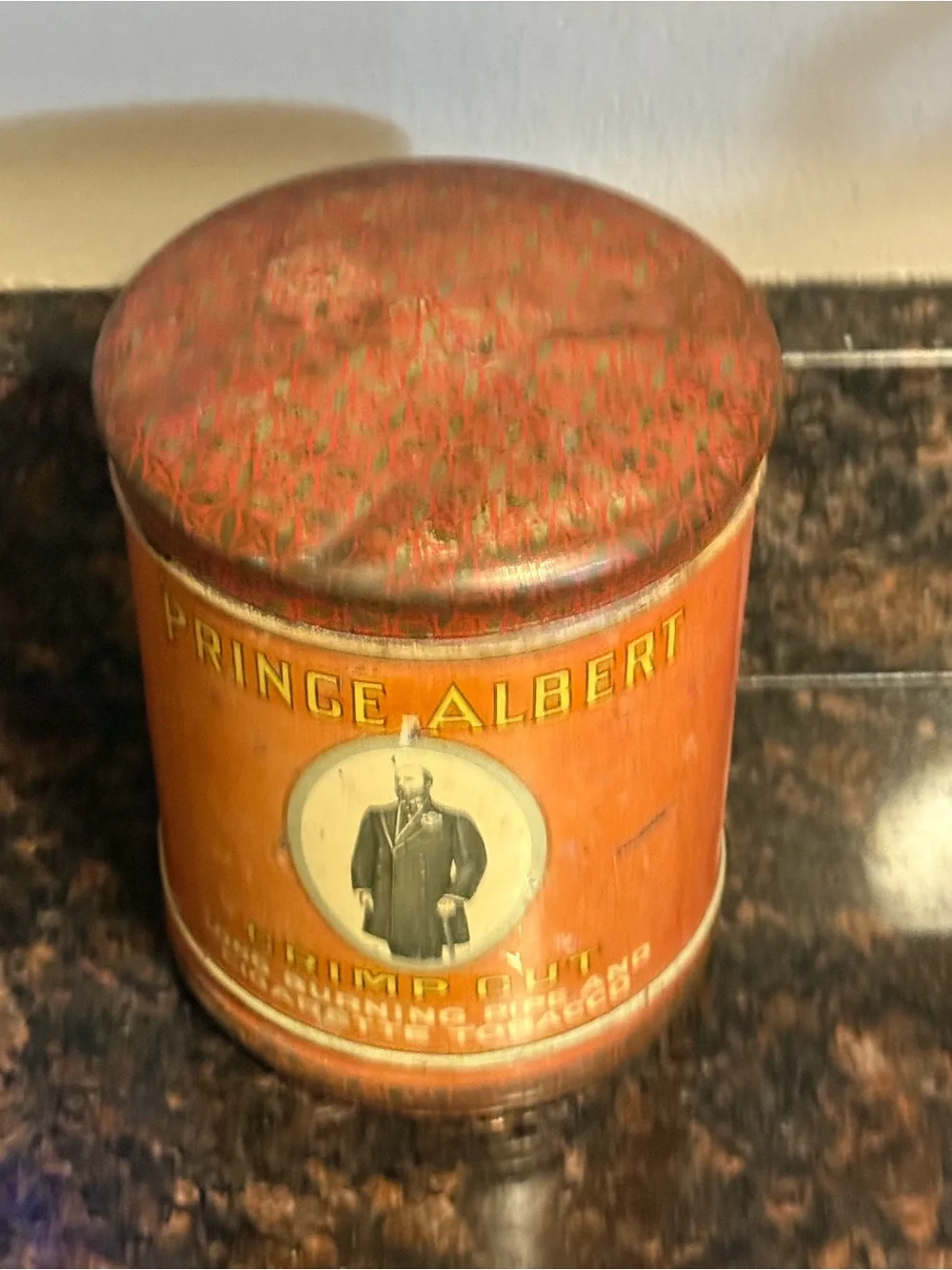 Prince Albert tin can Antique canister